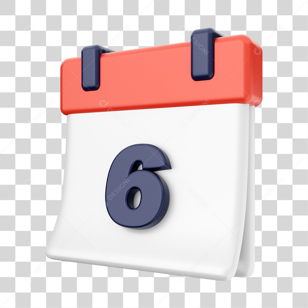 Calendário Com Numero 6 Elemento 3D PNG Transparente