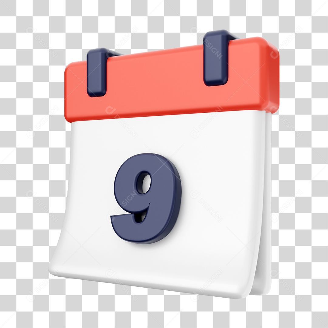 Calendário Com Numero 9 Elemento 3D PNG Transparente