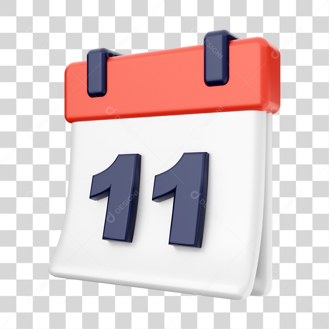 Calendário Com Numero 11 Elemento 3D PNG Transparente