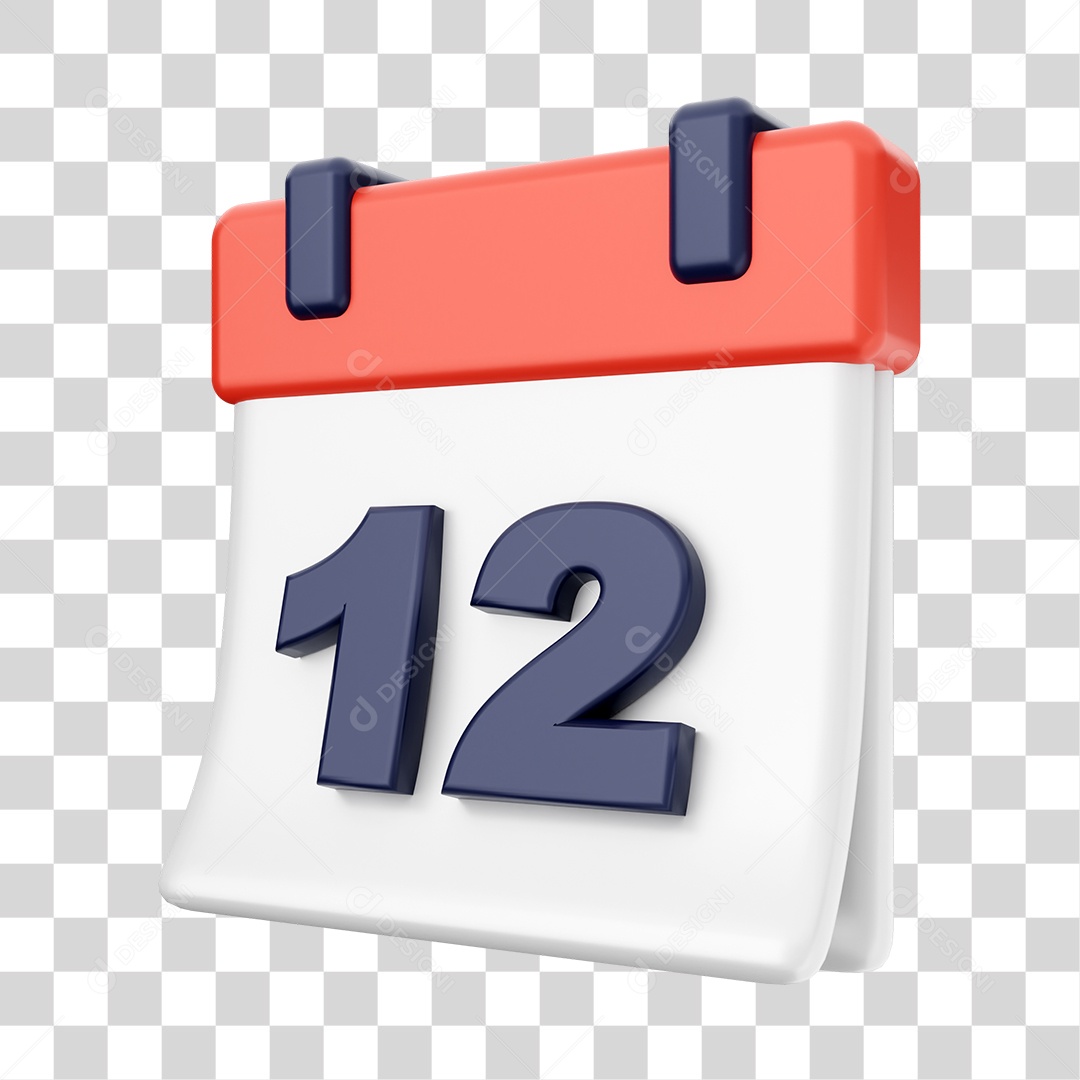 Calendário Com Numero 12 Elemento 3D PNG Transparente