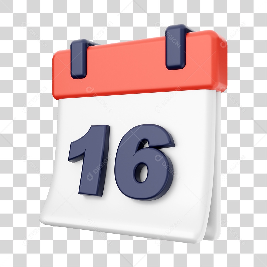 Calendário Com Numero 16 Elemento 3D PNG Transparente