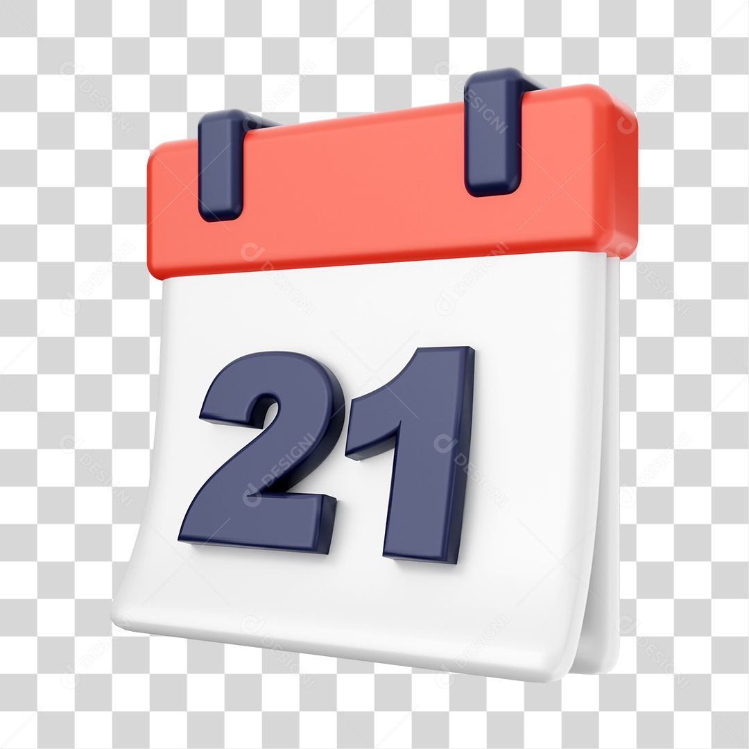 Calendário Com Numero 21 Elemento 3D PNG Transparente