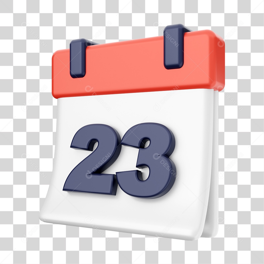 Calendário Com Numero 23 Elemento 3D PNG Transparente