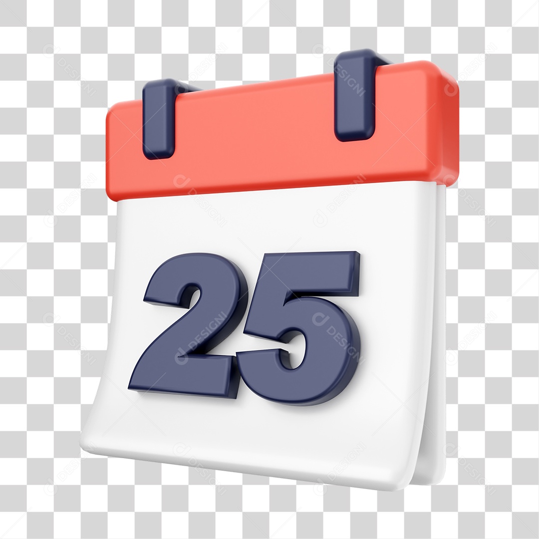 Calendário Com Numero 25 Elemento 3D PNG Transparente