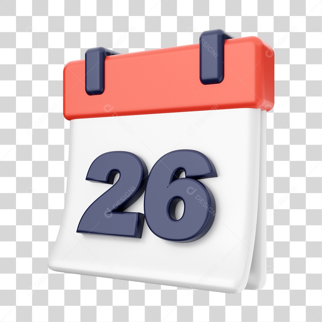 Calendário Com Numero 26 Elemento 3D PNG Transparente