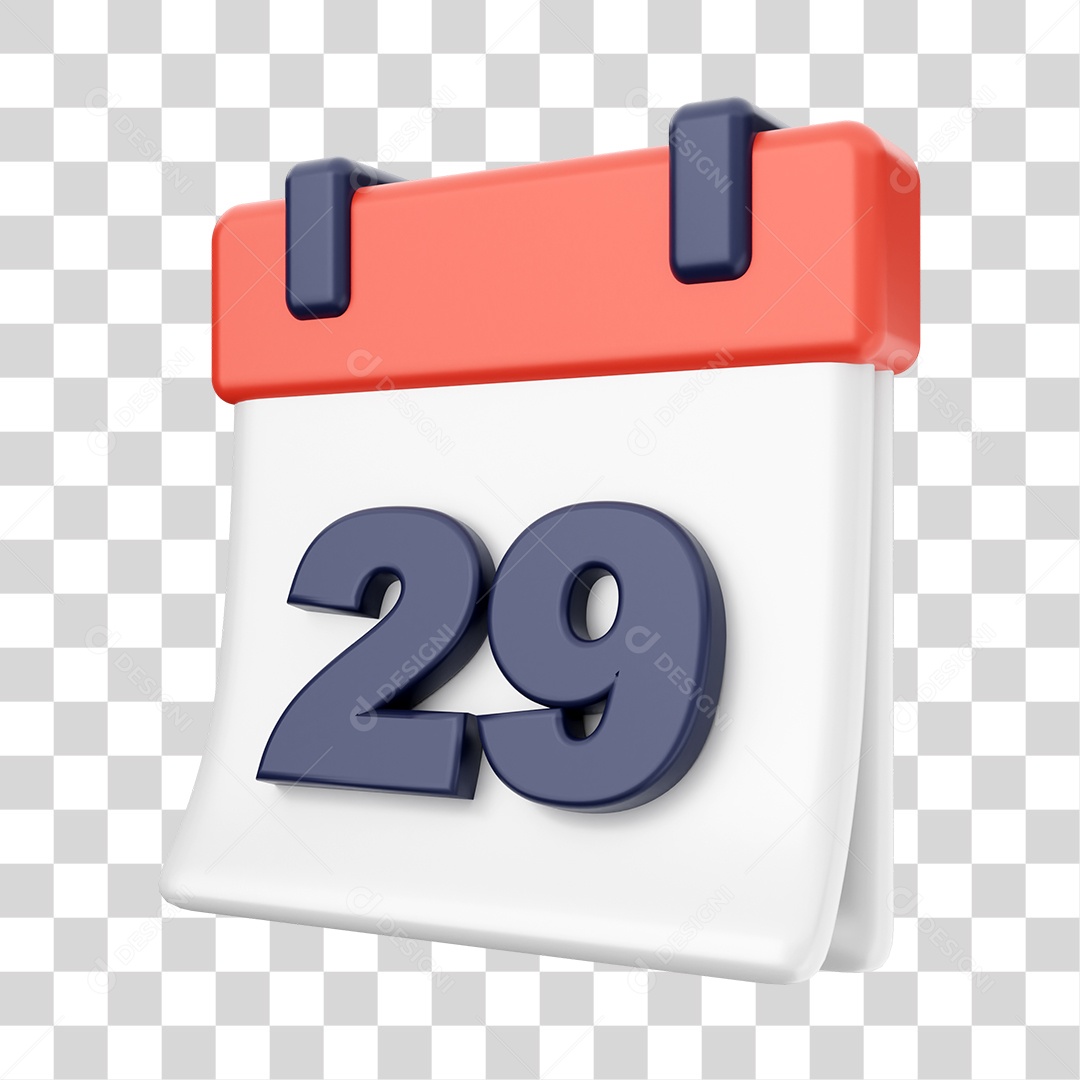 Calendário Com Numero 29 Elemento 3D PNG Transparente