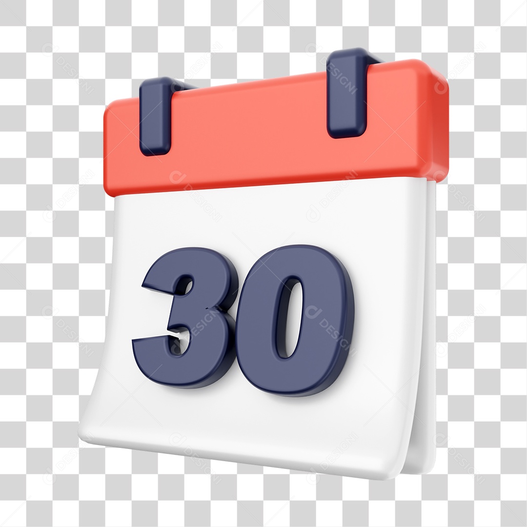Calendário Com Numero 30 Elemento 3D PNG Transparente