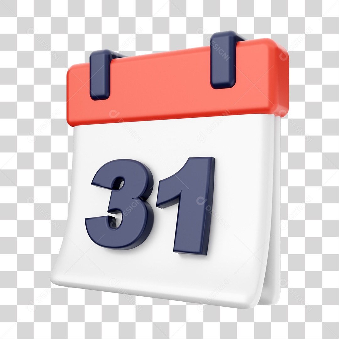 Calendário Com Numero 31 Elemento 3D PNG Transparente
