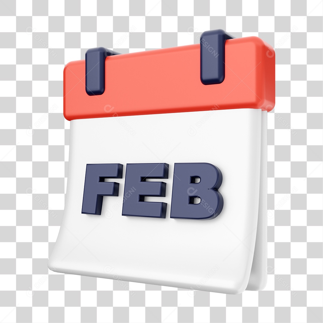 Calendário De Fevereiro Elemento 3D PNG Transparente