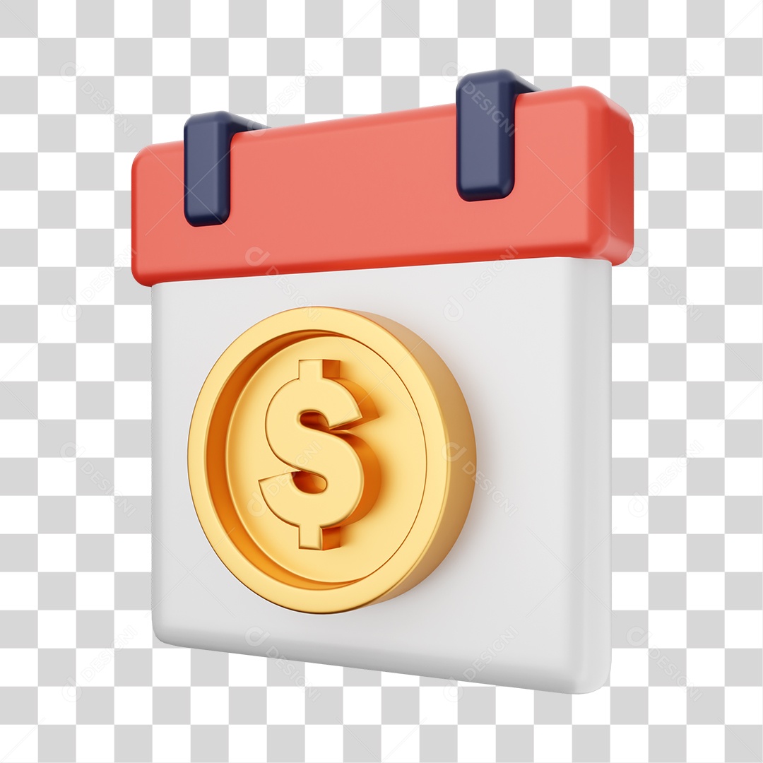 Calendário Com Ícone De Moeda Dólar Elemento 3D PNG Transparente