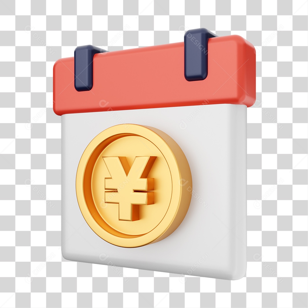 Calendário Com Ícone De Moeda Iene Elemento 3D PNG Transparente