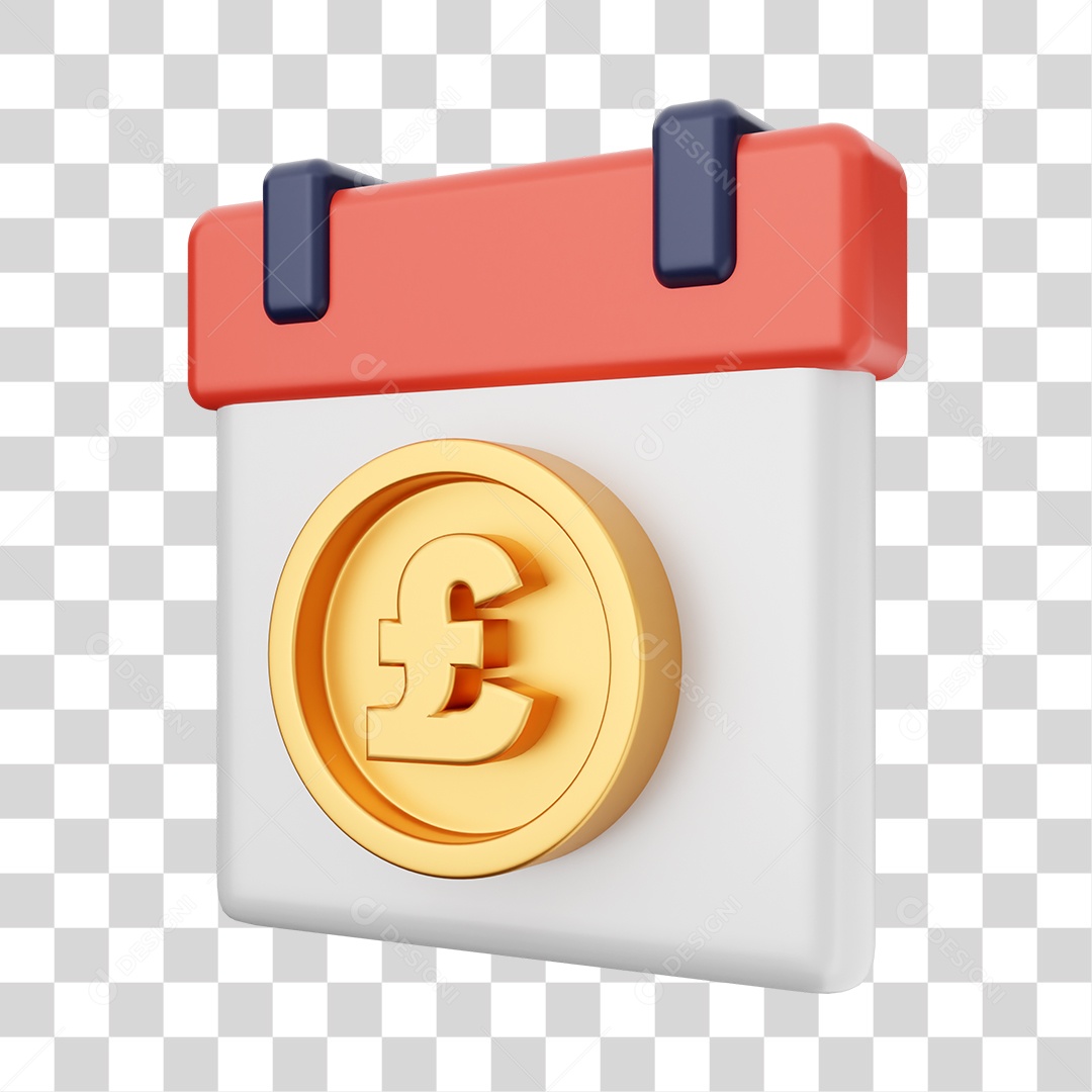 Calendário Com Ícone De Moeda Libra Elemento 3D PNG Transparente