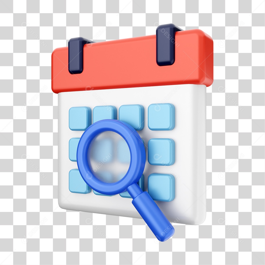 Calendário Com Ícone De Pesquisa Elemento 3D PNG Transparente