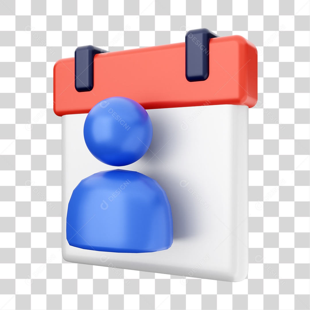 Calendário Com Ícone De Contato Elemento 3D PNG Transparente