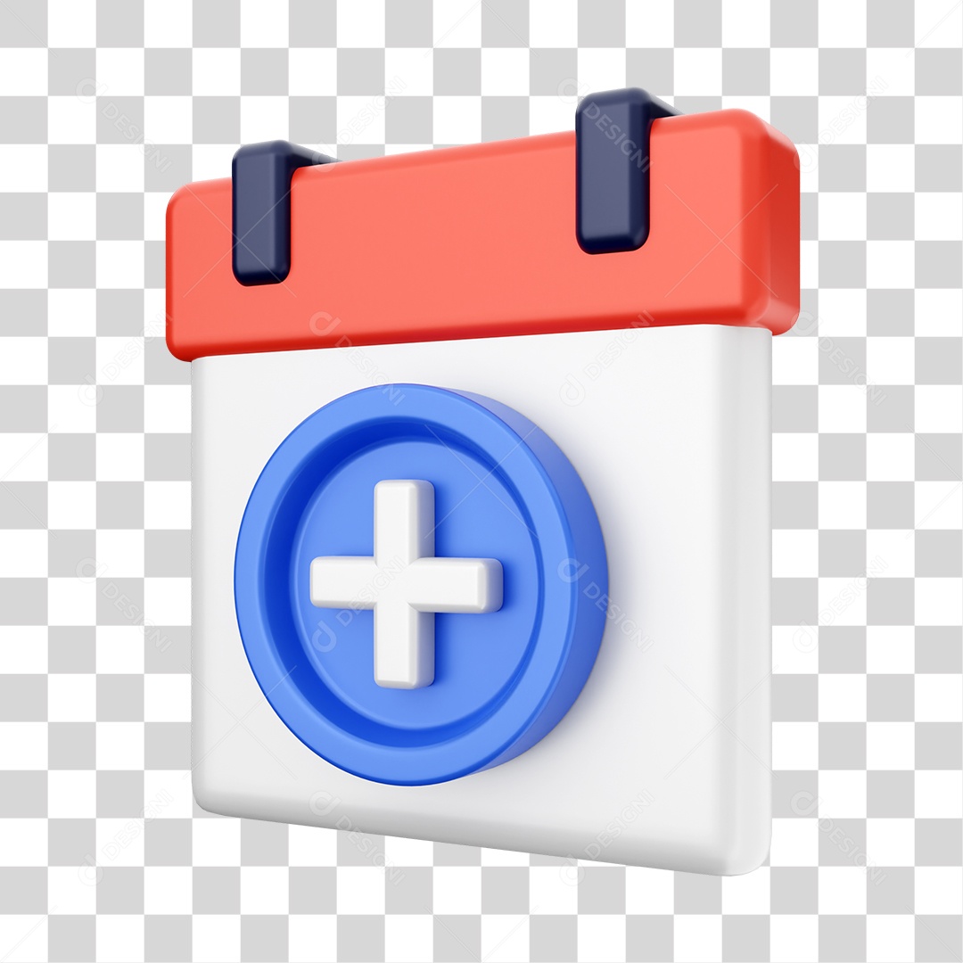 Calendário Com Ícone De Saúde Elemento 3D PNG Transparente