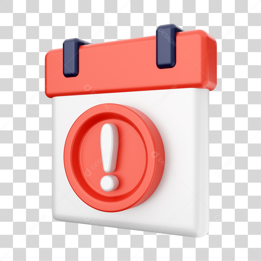 Calendário Com Ícone De Exclamação Elemento 3D PNG Transparente