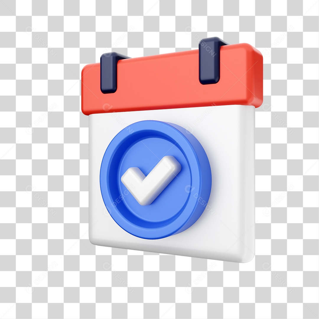 Calendário Com Ícone De Positivo Elemento 3D PNG Transparente