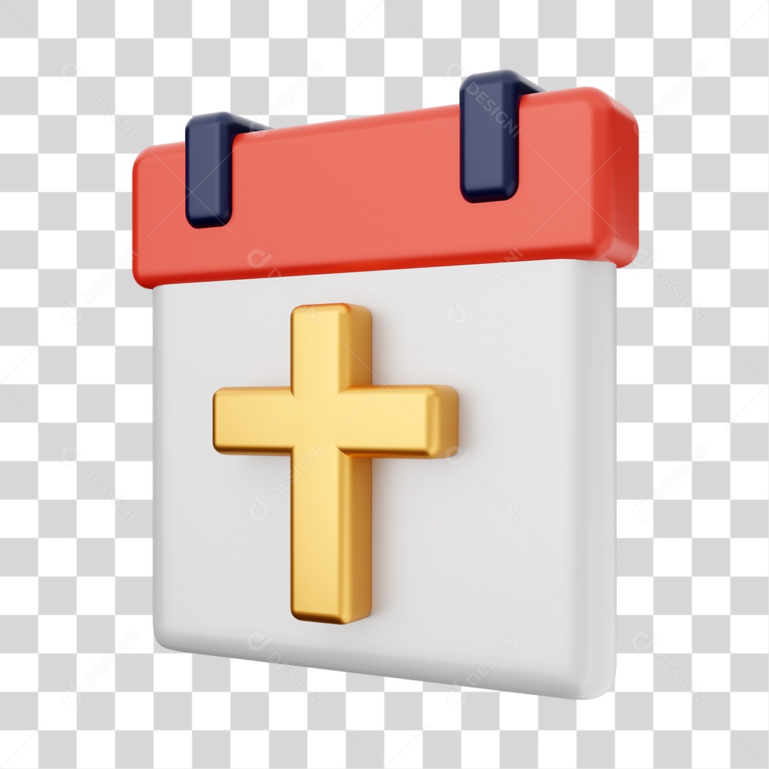 Calendário Com Ícone De Cruz Elemento 3D PNG Transparente