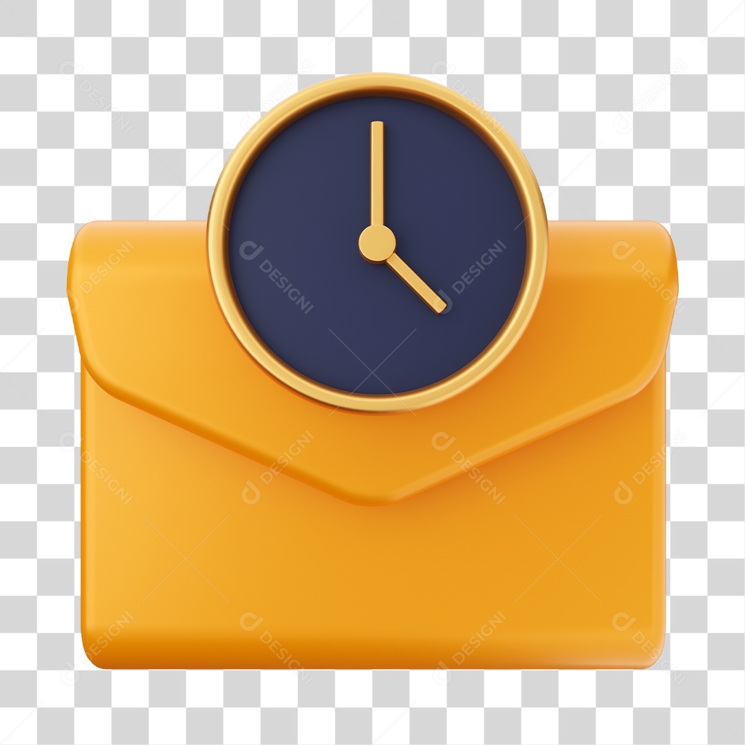 Ícone De Mensagem Com Relógio Elemento 3D PNG Transparente