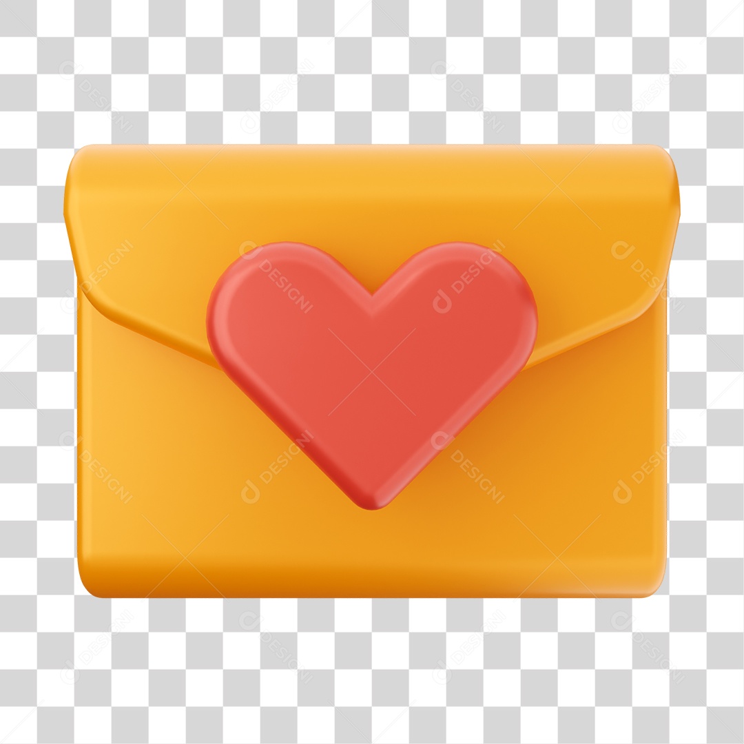 Ícone De Mensagem Com Coração Elemento 3D PNG Transparente