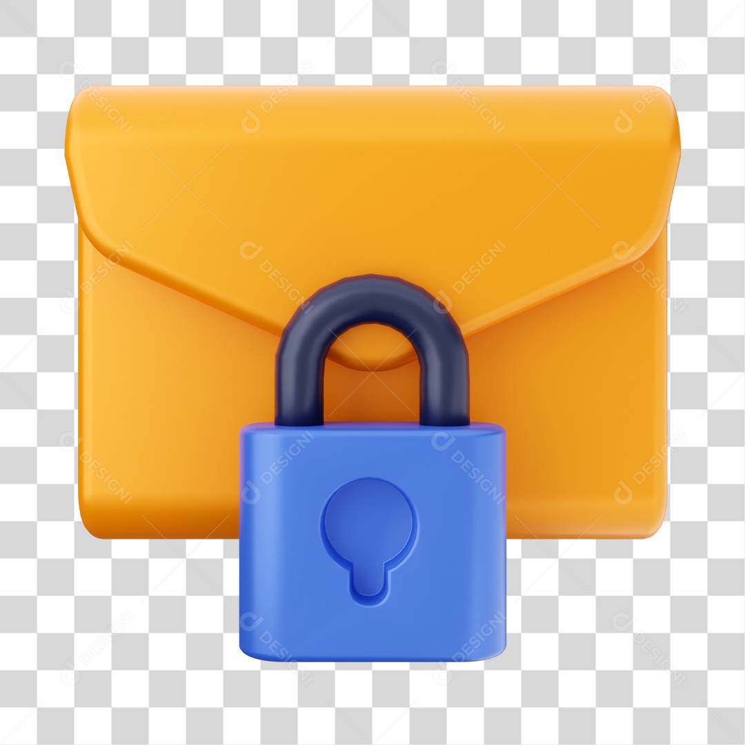 Ícone De Mensagem Com Cadeado Elemento 3D PNG Transparente