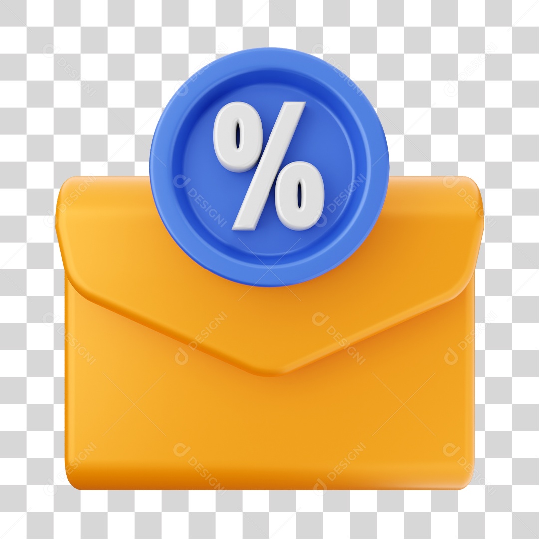 Ícone De Mensagem Com Porcentagem Elemento 3D PNG Transparente