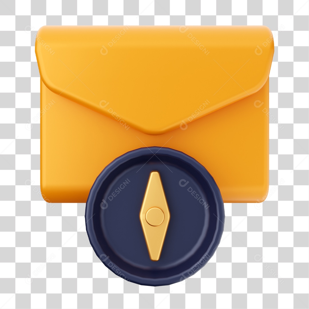 Ícone De Mensagem Com Bussola Elemento 3D PNG Transparente