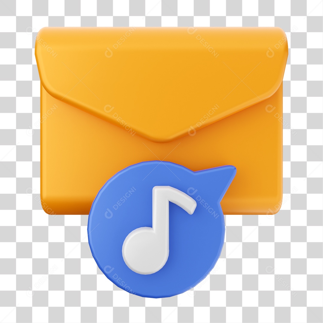 Ícone De Mensagem Com Musica Elemento 3D PNG Transparente