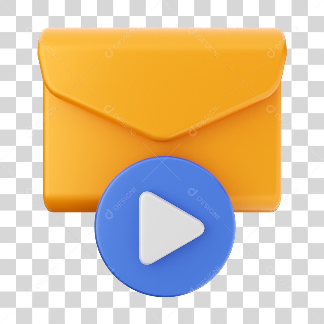 Ícone De Mensagem Com Play Elemento 3D PNG Transparente