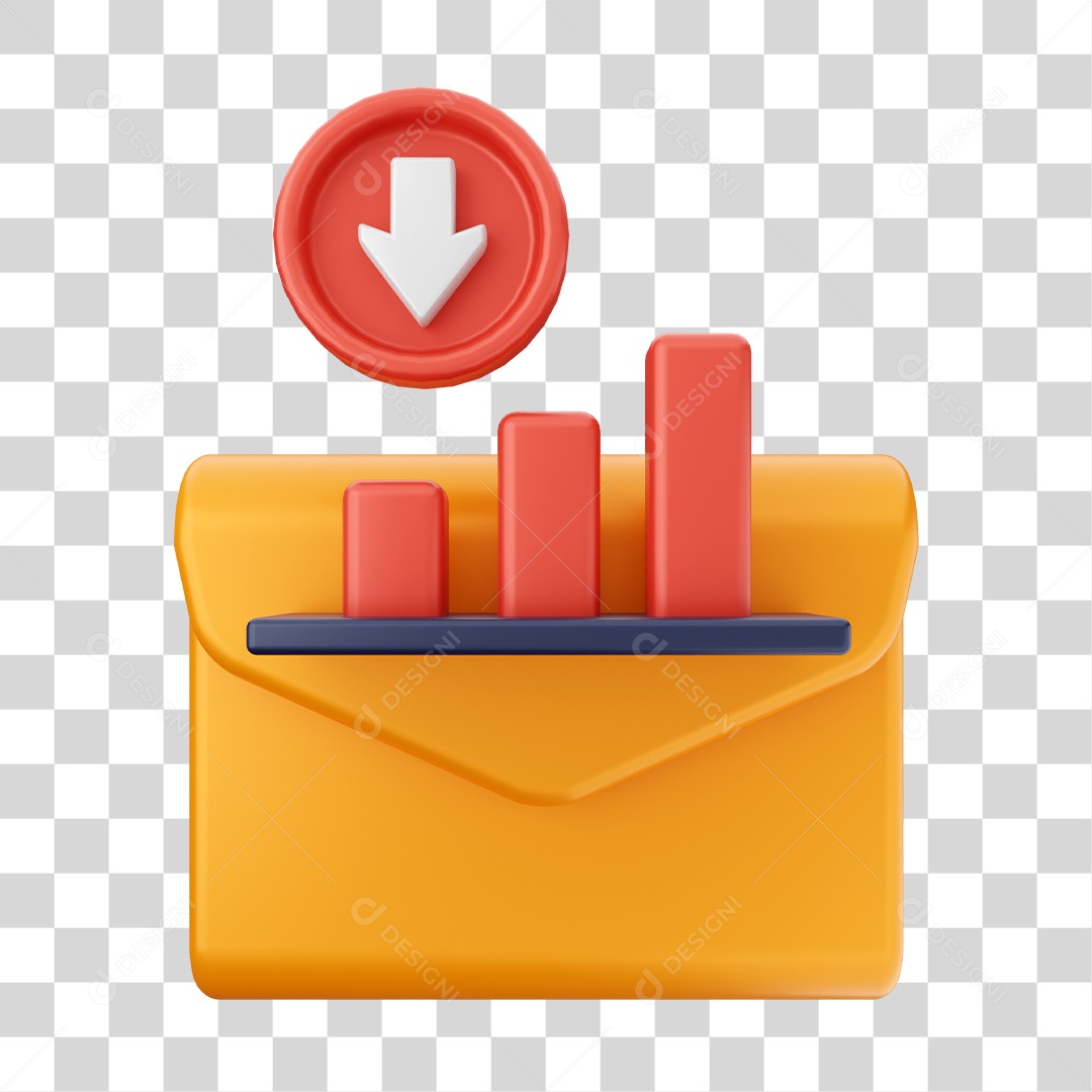 Ícone De Mensagem Com Gráficos Negativos Elemento 3D PNG Transparente