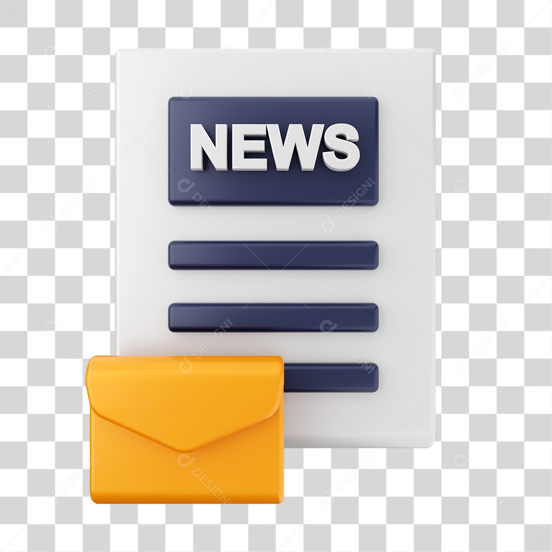 Ícone De Mensagem De Noticia Elemento 3D PNG Transparente