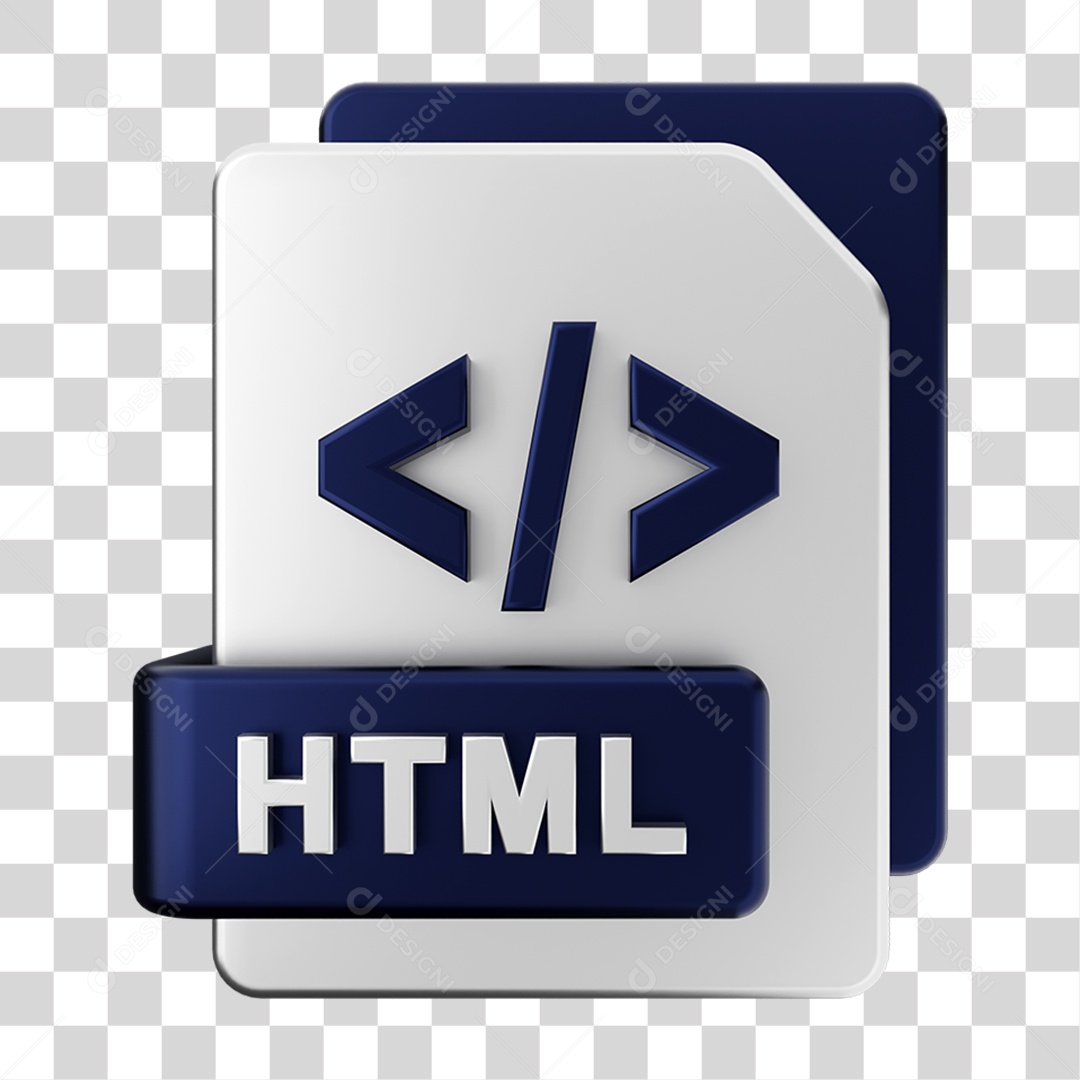 Elemento 3D Pasta de Arquivo Html Para Composição PNG Transparente