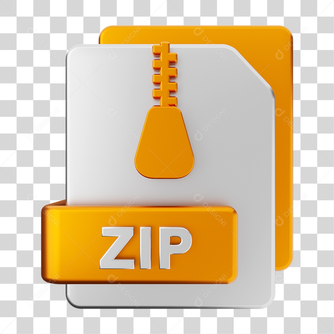 Elemento 3D Pasta de Arquivo Zip Para Composição PNG Transparente
