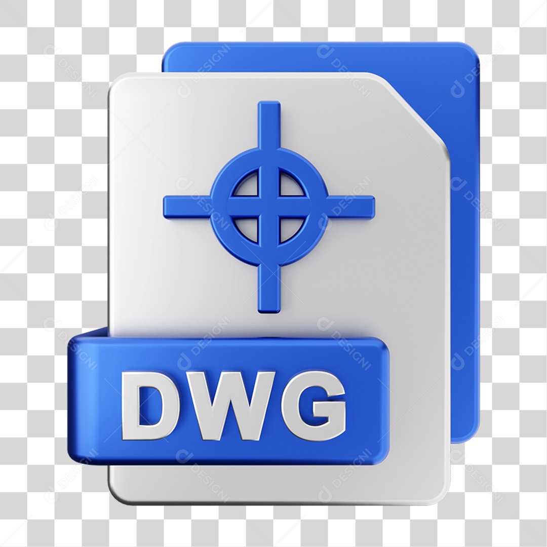 Elemento 3D Pasta de Arquivo Dwg Para Composição PNG Transparente