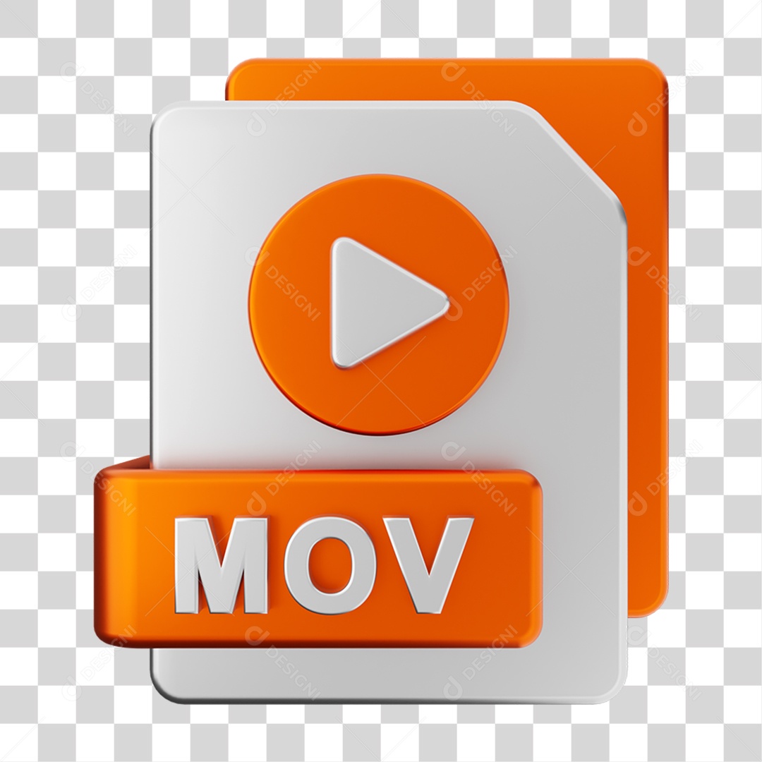 Elemento 3D Pasta de Arquivo Mov Para Composição PNG Transparente