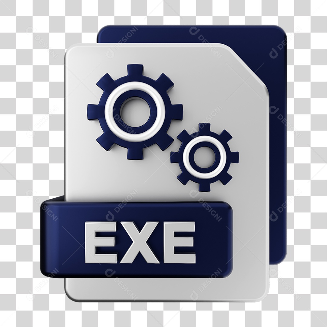 Elemento 3D Pasta de Arquivo Exe Para Composição PNG Transparente