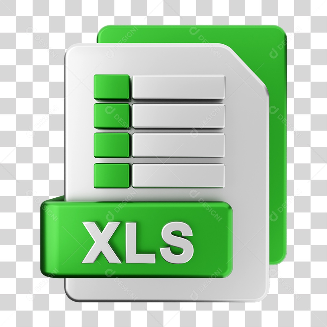 Elemento 3D Pasta de Arquivo Xls Para Composição PNG Transparente
