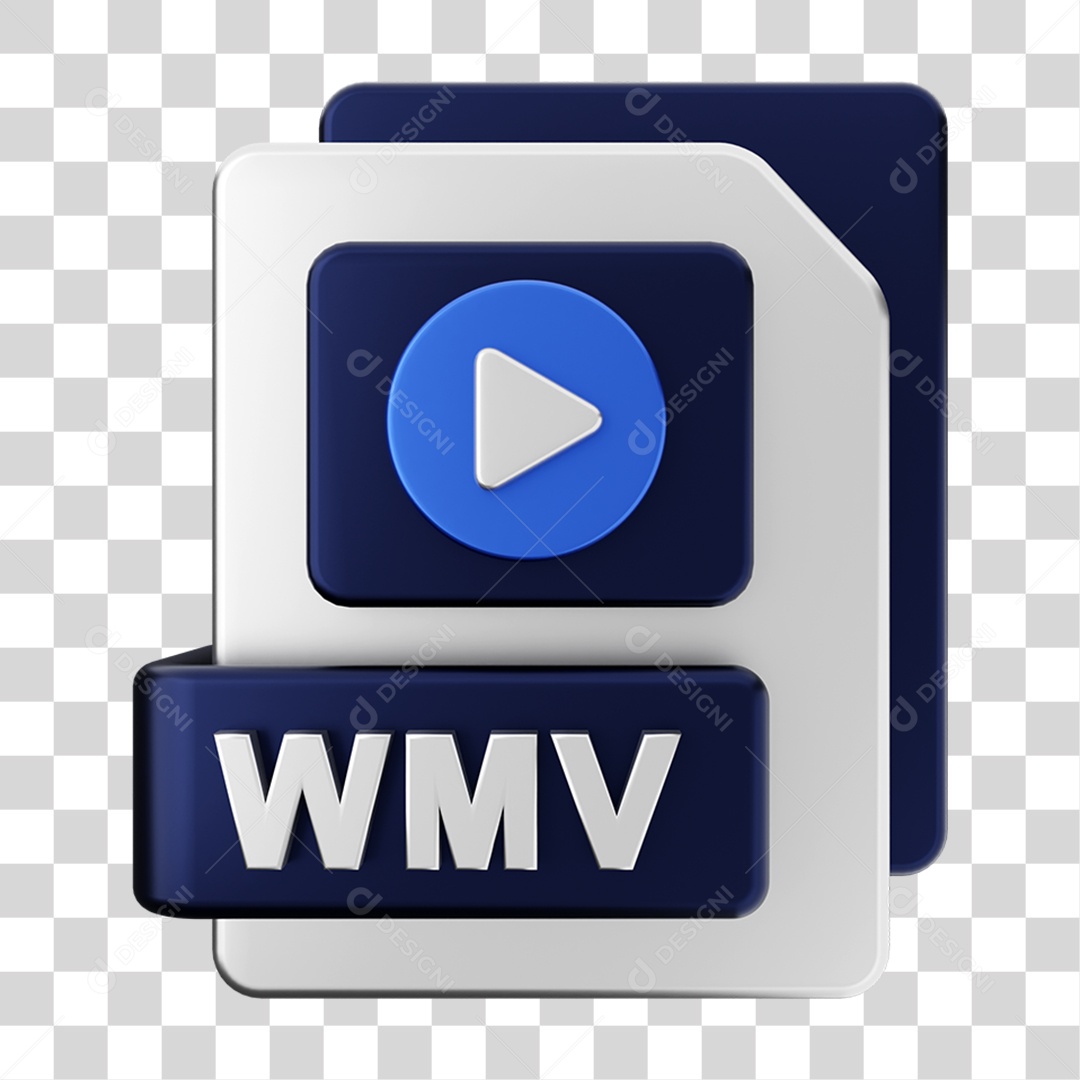 Elemento 3D Pasta de Arquivo Wmv Para Composição PNG Transparente