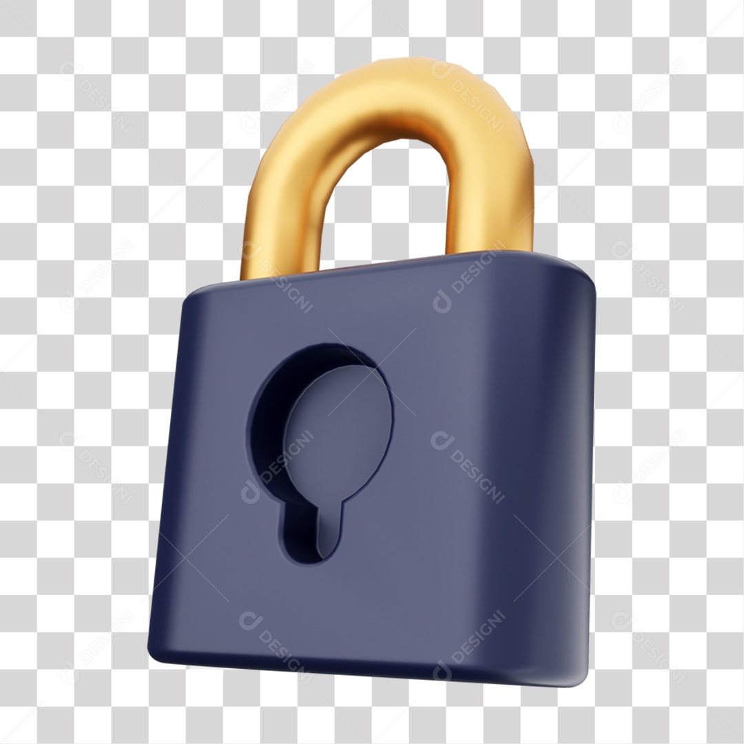 Elemento 3D Cadeado Para Composição PNG Transparente