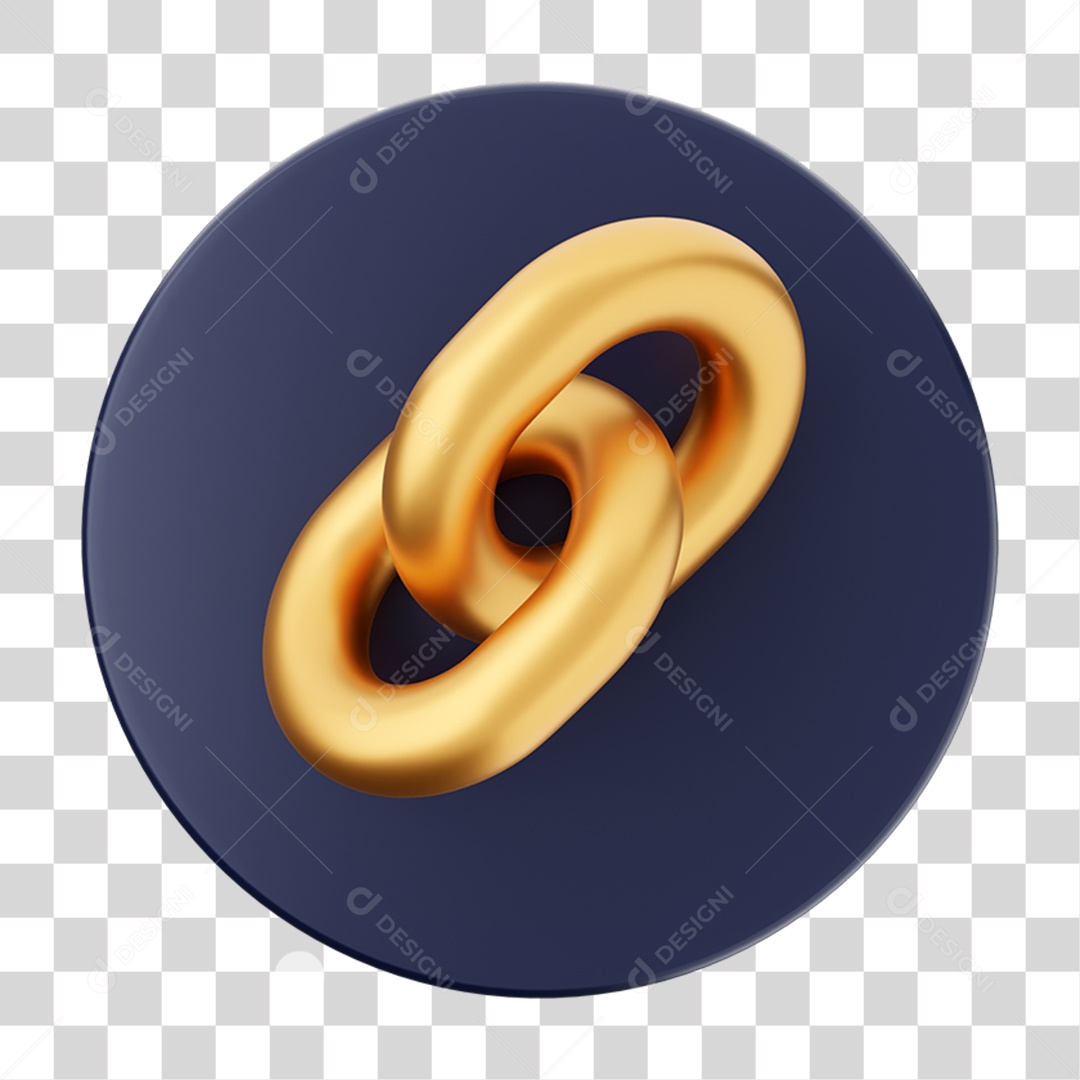 Elemento 3D Símbolo de Corrente  Para Composição PNG Transparente