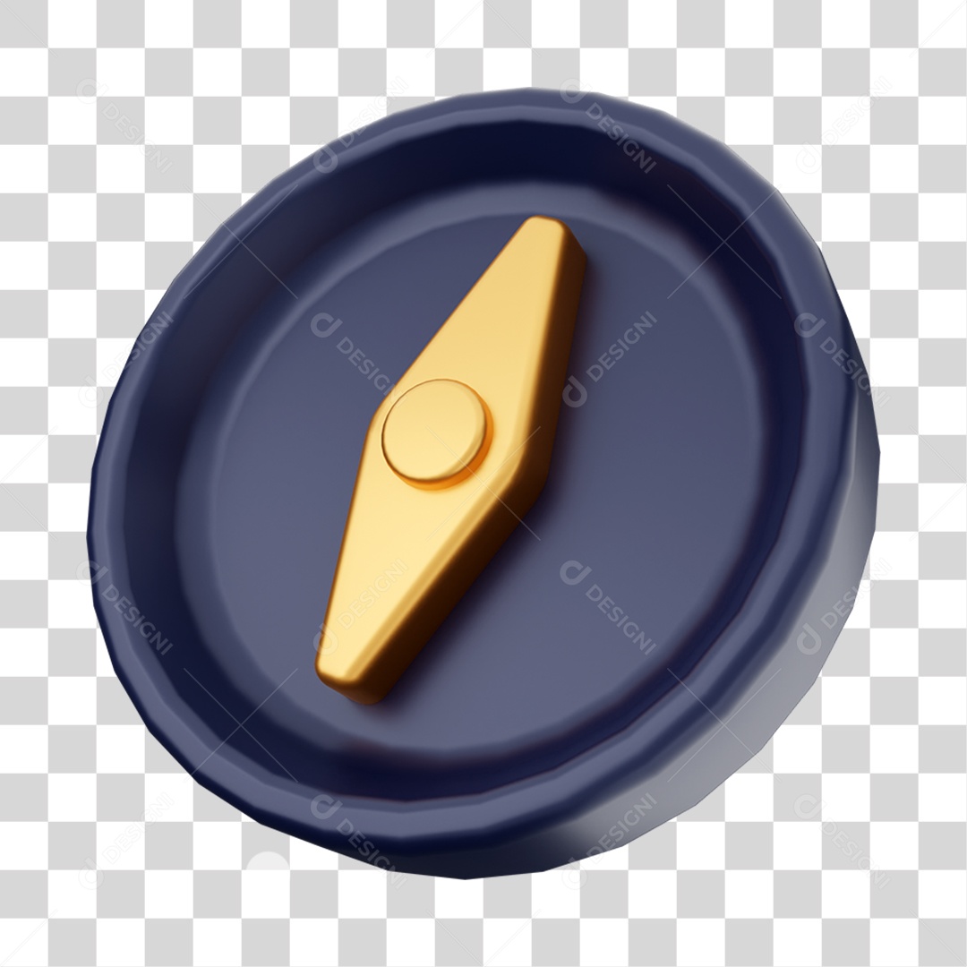 Elemento 3D Símbolo Bússola  Para Composição PNG Transparente