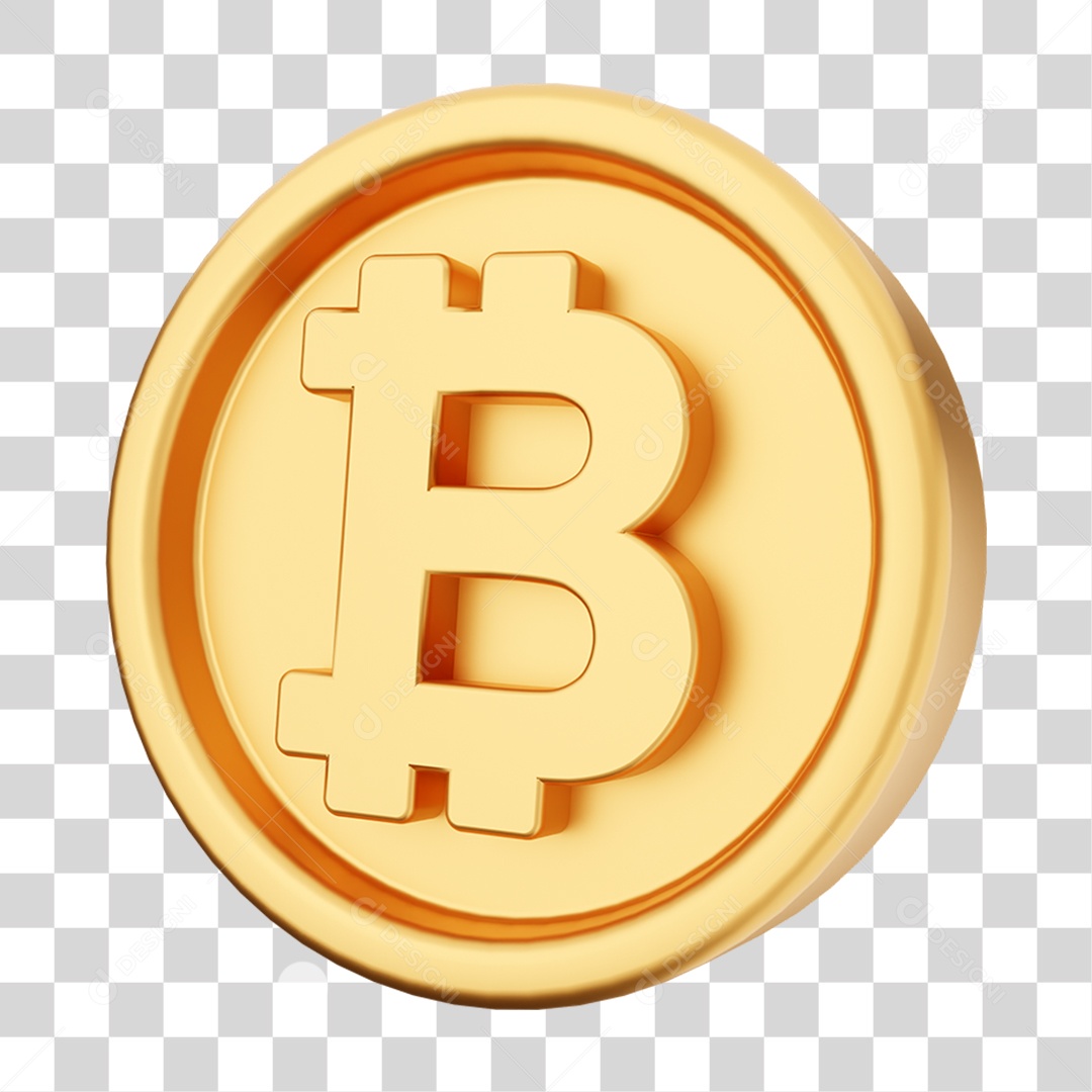 Elemento 3D Criptomoeda Virtual Para Composição PNG Transparente