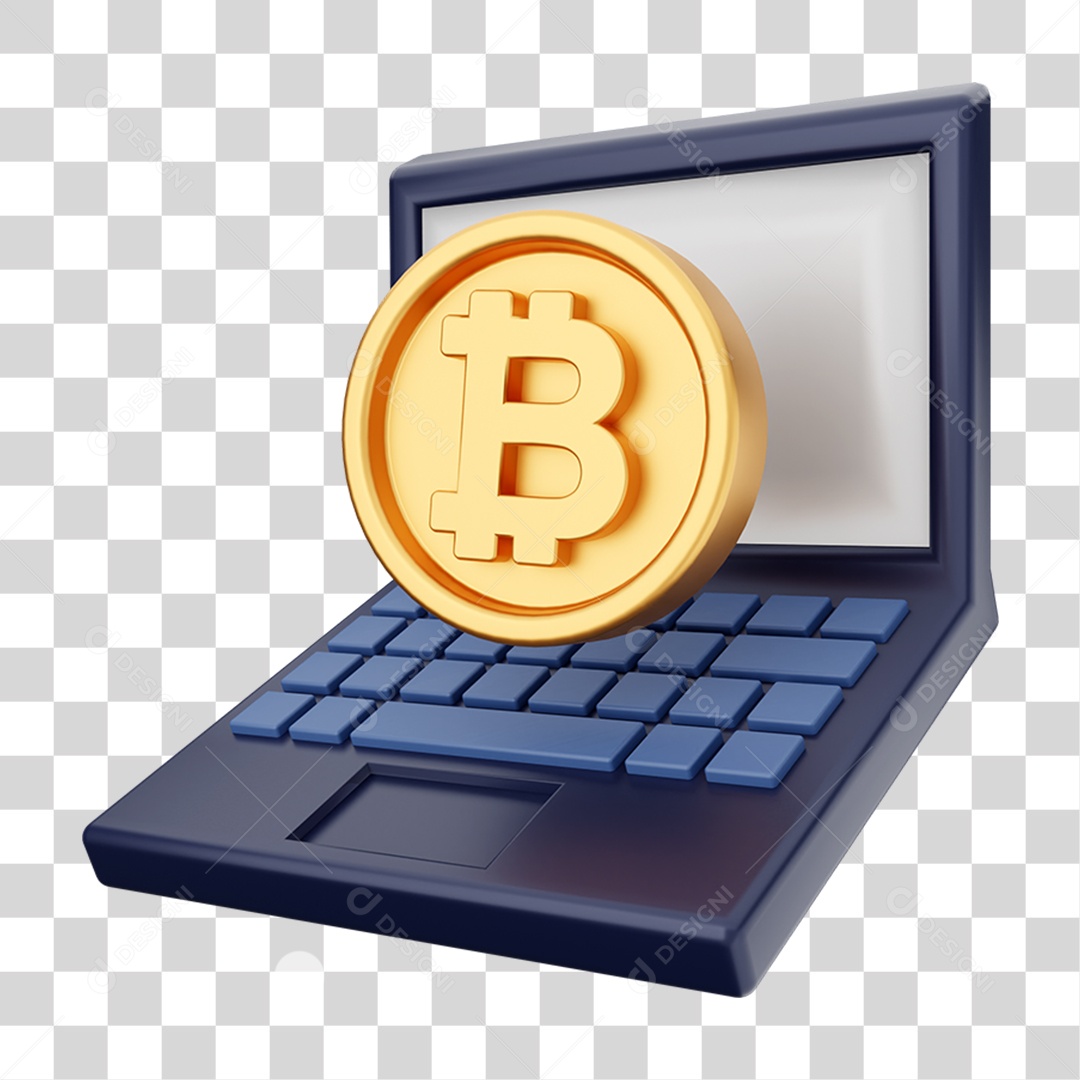 Elemento 3D Criptomoeda Virtual Para Composição PNG Transparente