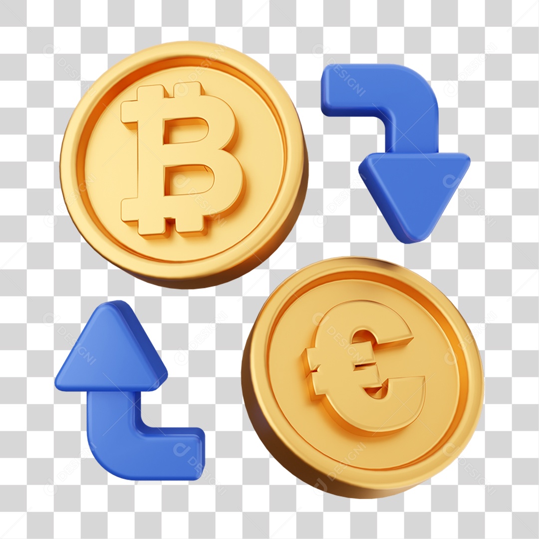 Elemento 3D Criptomoeda Virtual Para Composição PNG Transparente