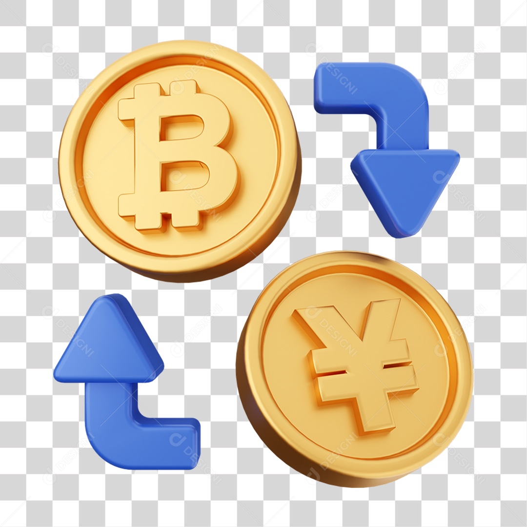 Elemento 3D Criptomoeda Virtual Para Composição PNG Transparente