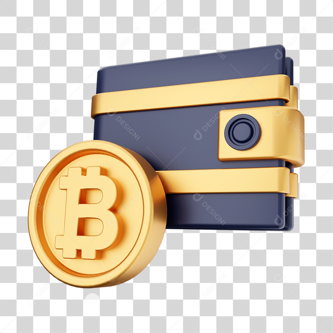 Elemento 3D Criptomoeda Virtual Para Composição PNG Transparente