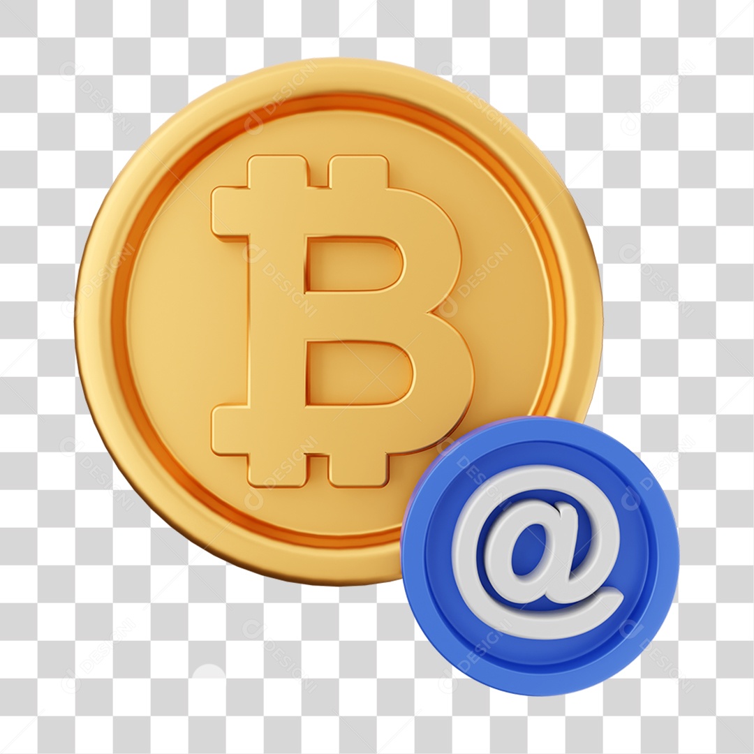 Elemento 3D Criptomoeda Virtual Para Composição PNG Transparente