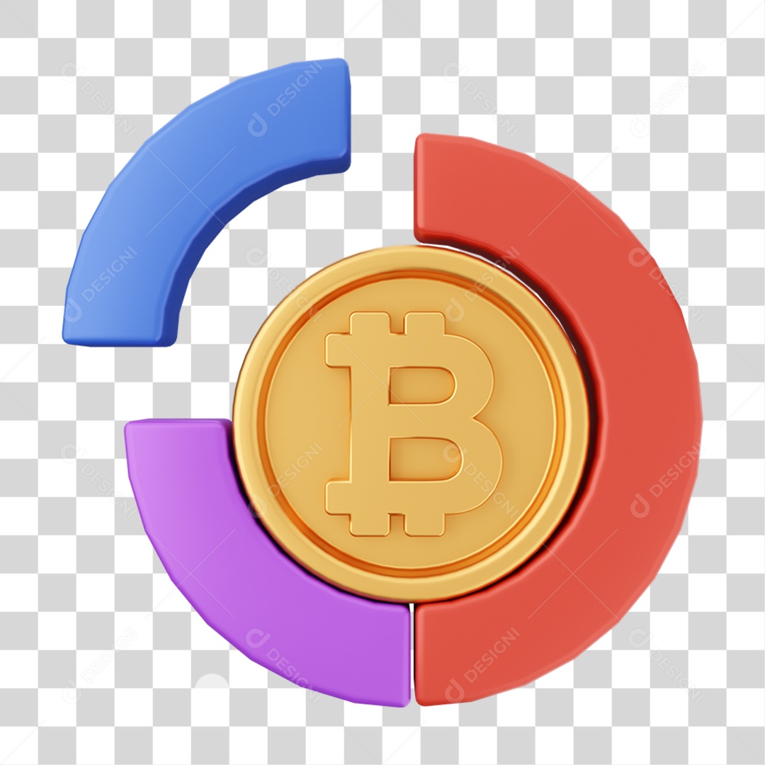 Elemento 3D Criptomoeda Virtual Para Composição PNG Transparente