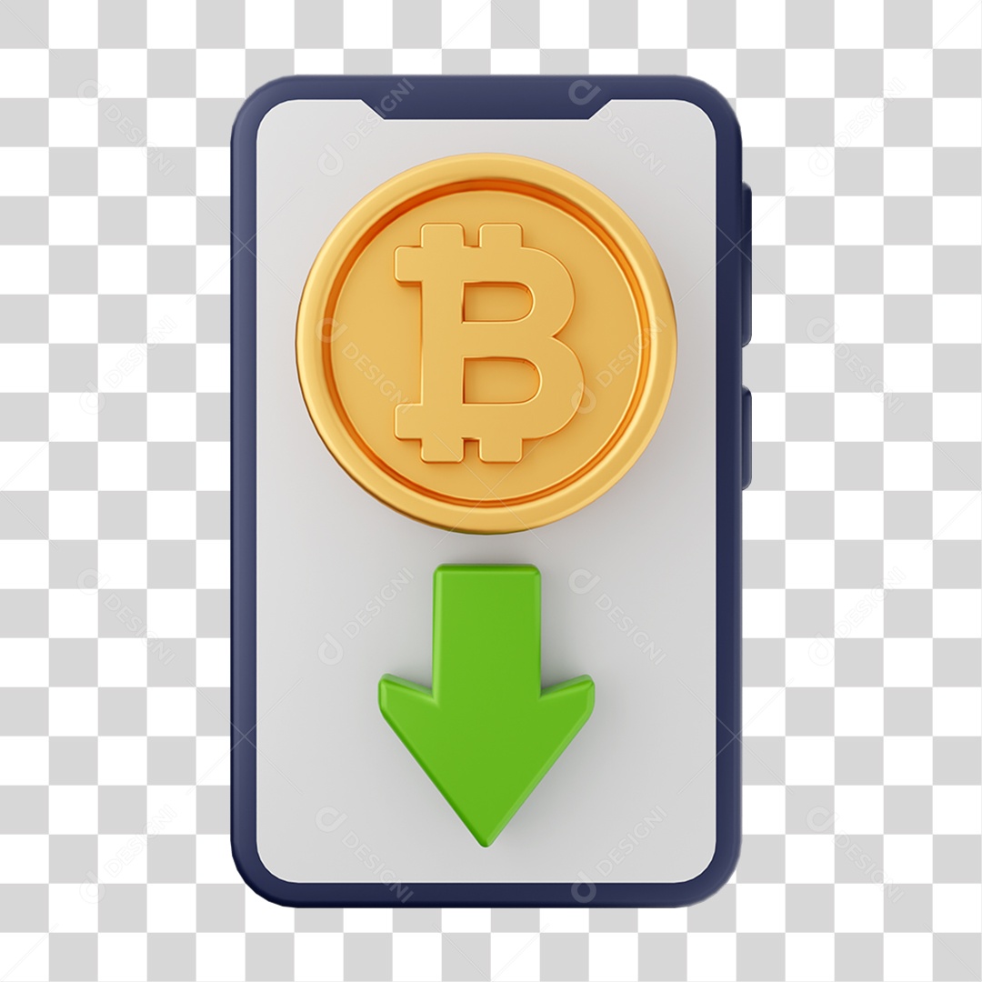 Elemento 3D Criptomoeda Virtual Para Composição PNG Transparente