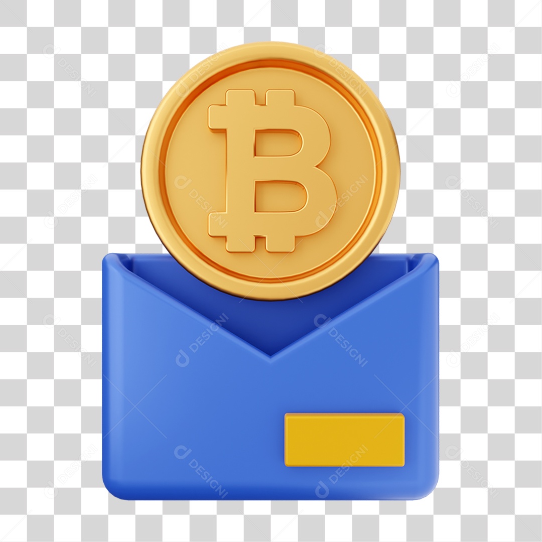 Elemento 3D Criptomoeda Virtual Para Composição PNG Transparente